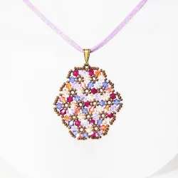 Pendant 45cm - Terence Oval-Mauve Suedine - Pendant 45cm - Laiton bronze